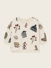 將圖片載入圖庫檢視器 Children's sweater with winter-themed illustrations on a beige background