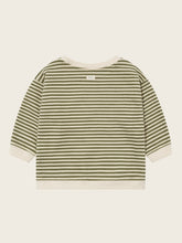 將圖片載入圖庫檢視器 Green and white striped shirt on a beige background