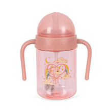 將圖片載入圖庫檢視器 Pink sippy cup with unicorn design on a white background
