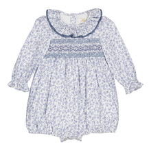 將圖片載入圖庫檢視器 Anthéa, smocked girl romper, in Blue garden print