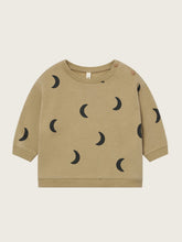 將圖片載入圖庫檢視器 Beige sweatshirt with black moon patterns on a beige background