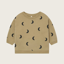 將圖片載入圖庫檢視器 Beige sweatshirt with black moon pattern on a beige background