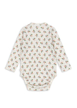 將圖片載入圖庫檢視器 Baby onesie with a floral pattern on a white background