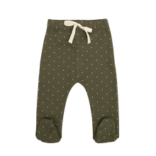 將圖片載入圖庫檢視器 Organic Cotton Footed Pant - Tiny Dots Olive