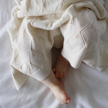將圖片載入圖庫檢視器 Leaf Knit Blanket 80x100cm - GOTS - Mauve