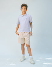 將圖片載入圖庫檢視器 Gingersnaps Bruno zigzag stripe twill jersey polo shirt with guitar embroidery, front view showcasing collar and colorful pattern.