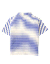 將圖片載入圖庫檢視器 Gingersnaps Bruno zigzag stripe twill jersey polo shirt with guitar embroidery, back view showing colorful design and classic collar.