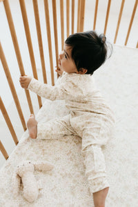 Organic Cotton Fitted Cot Sheet - Mable Bunnies  **Preorder**