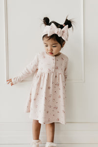 Organic Cotton Fine Rib Bridget Dress - Petite Fleur Soft Peony