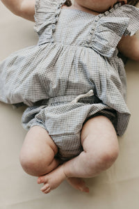 Organic Cotton Gingham Bloomer - Sky