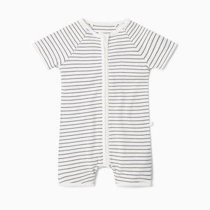Zip Summer Sleepsuit - Grey Stripe
