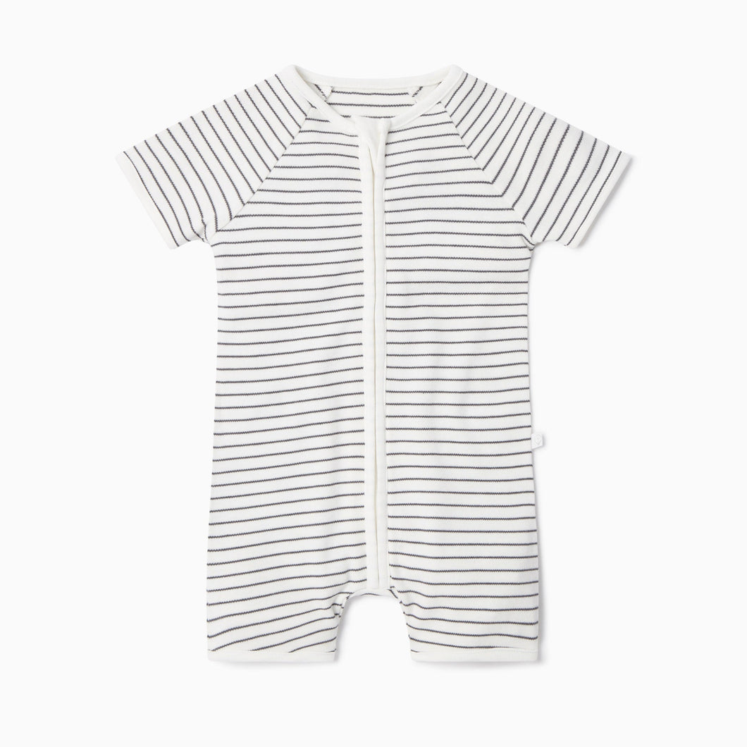 Zip Summer Sleepsuit - Grey Stripe