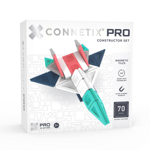 Connetik Pro constructor set packaging with magnetic tiles on a white background