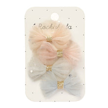 Load image into Gallery viewer, Packaged hair bows with blush and gray colors on a white background