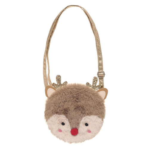 Plush fox-shaped bag with antlers on a white background
