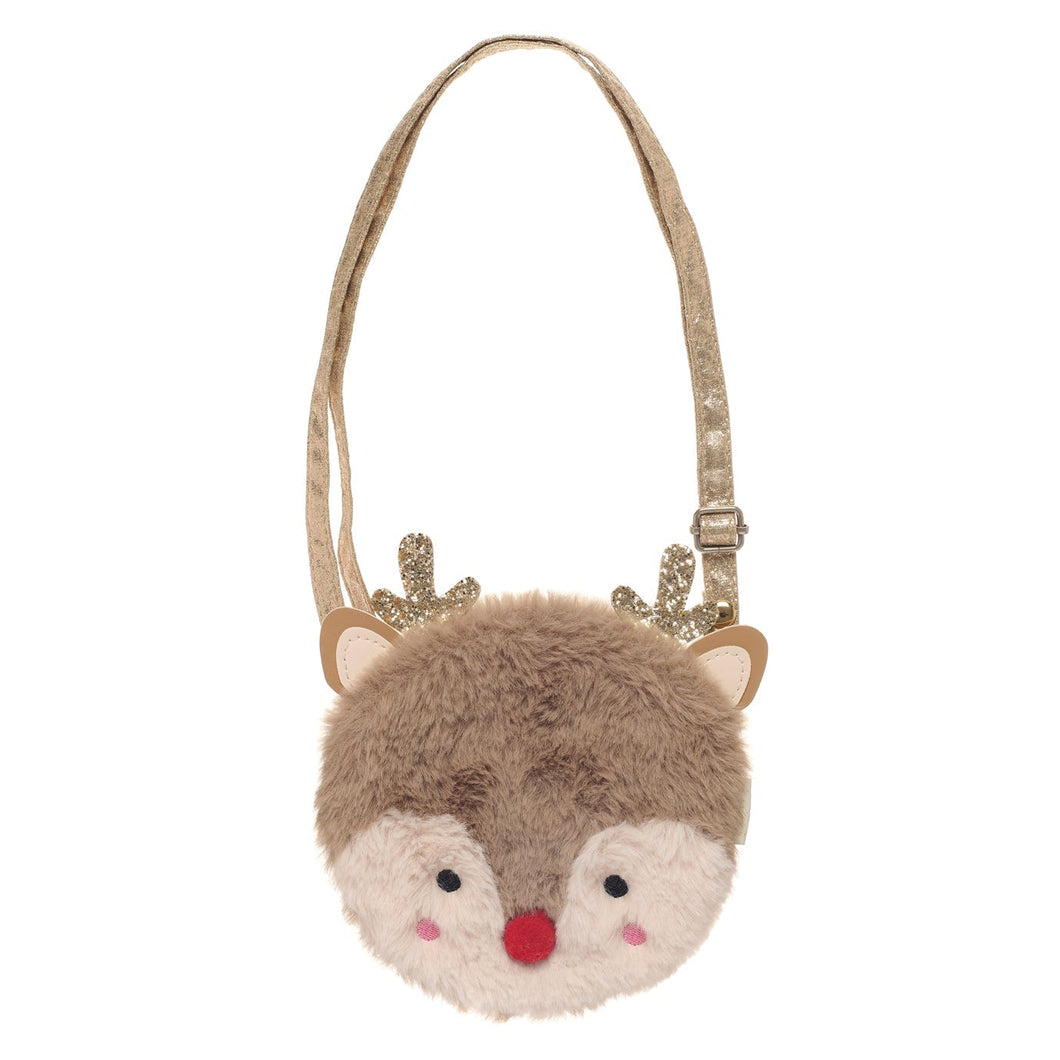 Plush fox-shaped bag with antlers on a white background