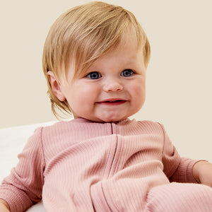 Ribbed Clever Zip Sleepsuit - Rose