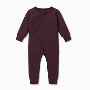 Ribbed Clever Zip Sleepsuit - Berry
