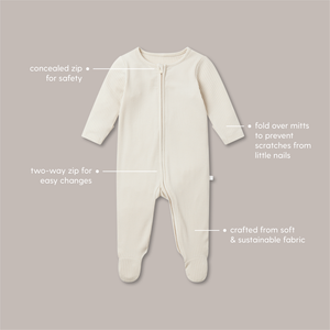 Ribbed Clever Zip Sleepsuit - Pine