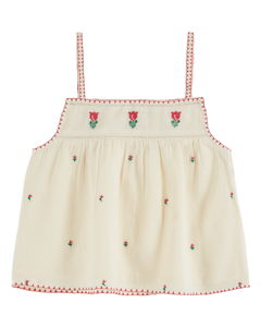 Ecru tulip embroidery top