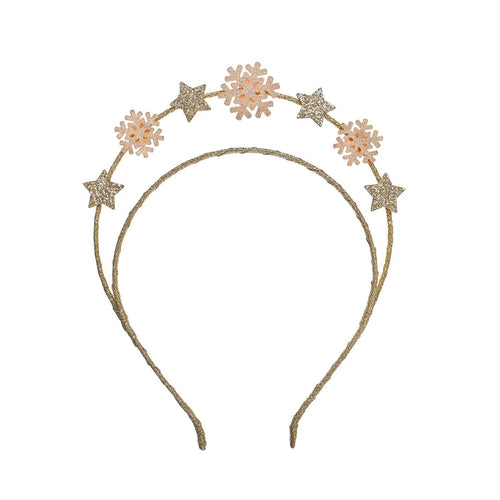 Decorative headband with flowers and stars on a white background