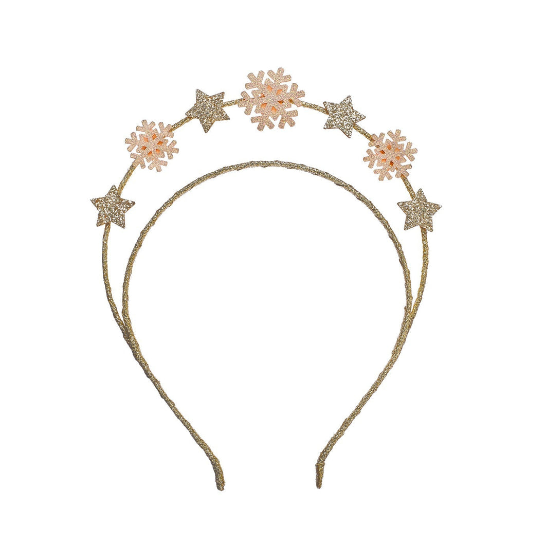 Decorative headband with flowers and stars on a white background
