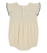 Load image into Gallery viewer, Ecru hand-smocked embroidered romper