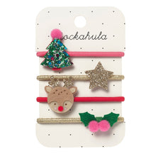 Load image into Gallery viewer, Set of Christmas-themed hair accessories on a white card with &#39;ockahula&#39; branding.