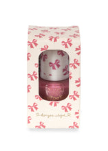 將圖片載入圖庫檢視器 Pink glitter nail polish in a decorative box with red bows on a white background