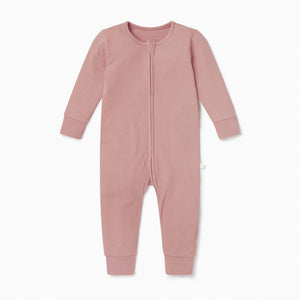 Ribbed Clever Zip Sleepsuit - Rose