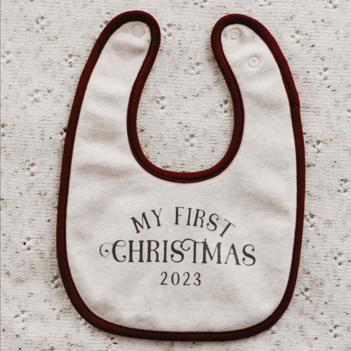FIRST CHRISTMAS BIB OSFM (WASH ME SEPARATELY)
