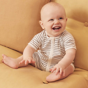 Zip Summer Sleepsuit - Grey Stripe