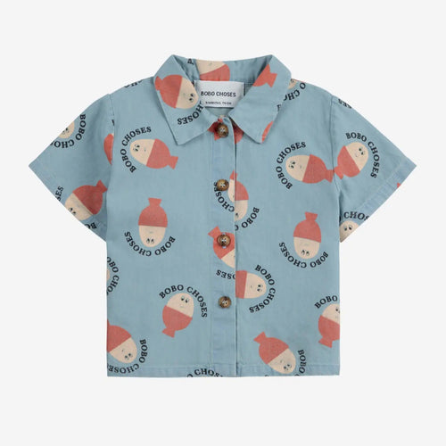 Morning Egg all over denim shirt