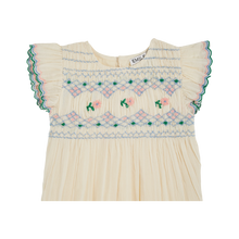 Load image into Gallery viewer, Ecru hand-smocked embroidered romper