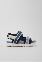 Load image into Gallery viewer, Navy and white sandal with blue accents on a light gray background