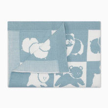 Load image into Gallery viewer, MORI Animal Patchwork Blanket - Blue
