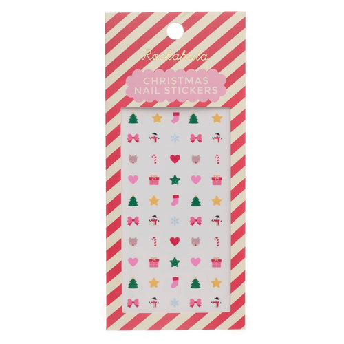 Pack of Christmas nail stickers with a red and white striped design on a white background