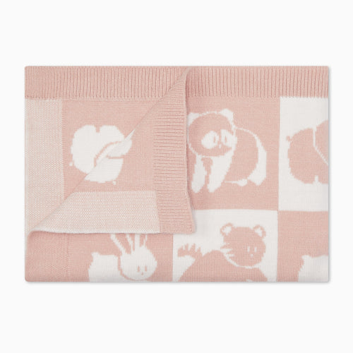 MORI Animal Patchwork Blanket - Blush