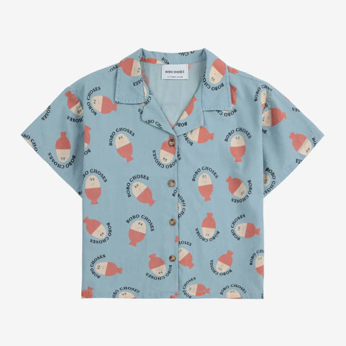 Morning Egg all over light denim shirt