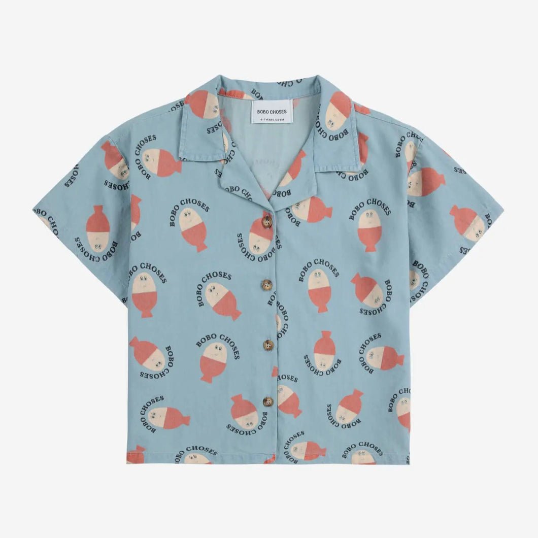Morning Egg all over light denim shirt