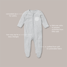 Load image into Gallery viewer, Clever Zip Sleepsuit - Grey Stripe