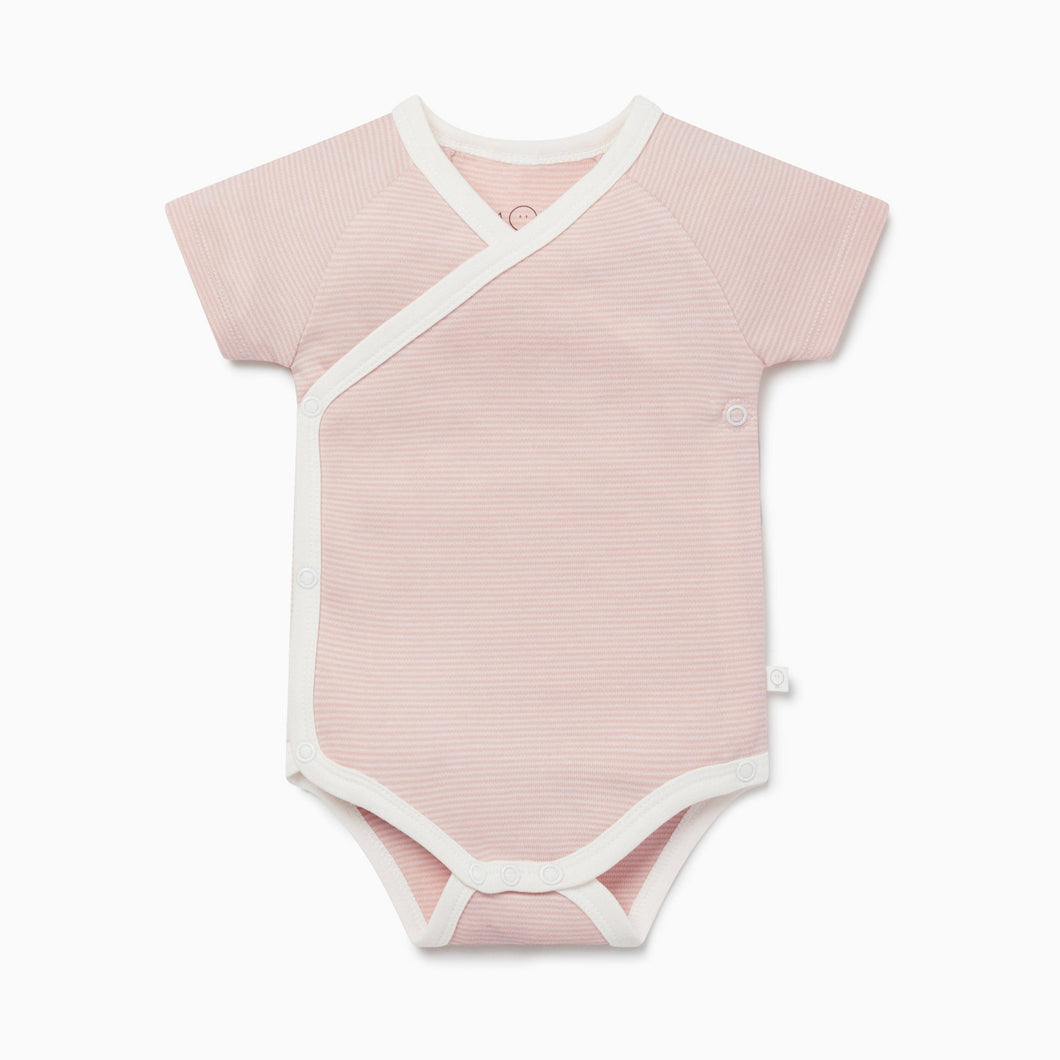 Short Sleeve Kimono Bodysuit - Blush Stripe