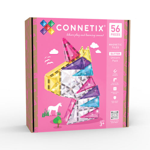 Connetix magnetic tiles packaging on a white background