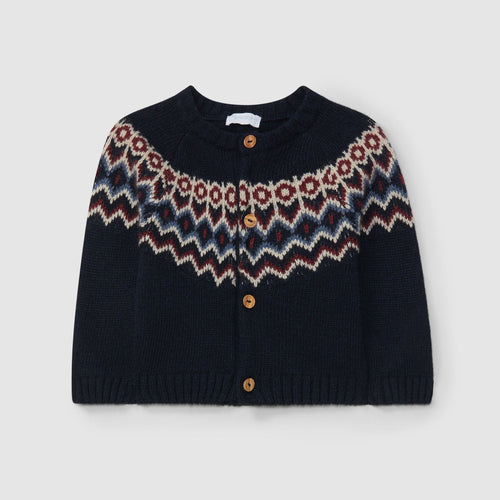 Jacquard knit cardigan