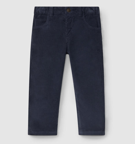 Micro-corduroy pants with four pockets - Indigo