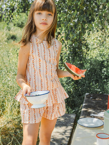 Pull-up shorts micro-vichy and flowers
