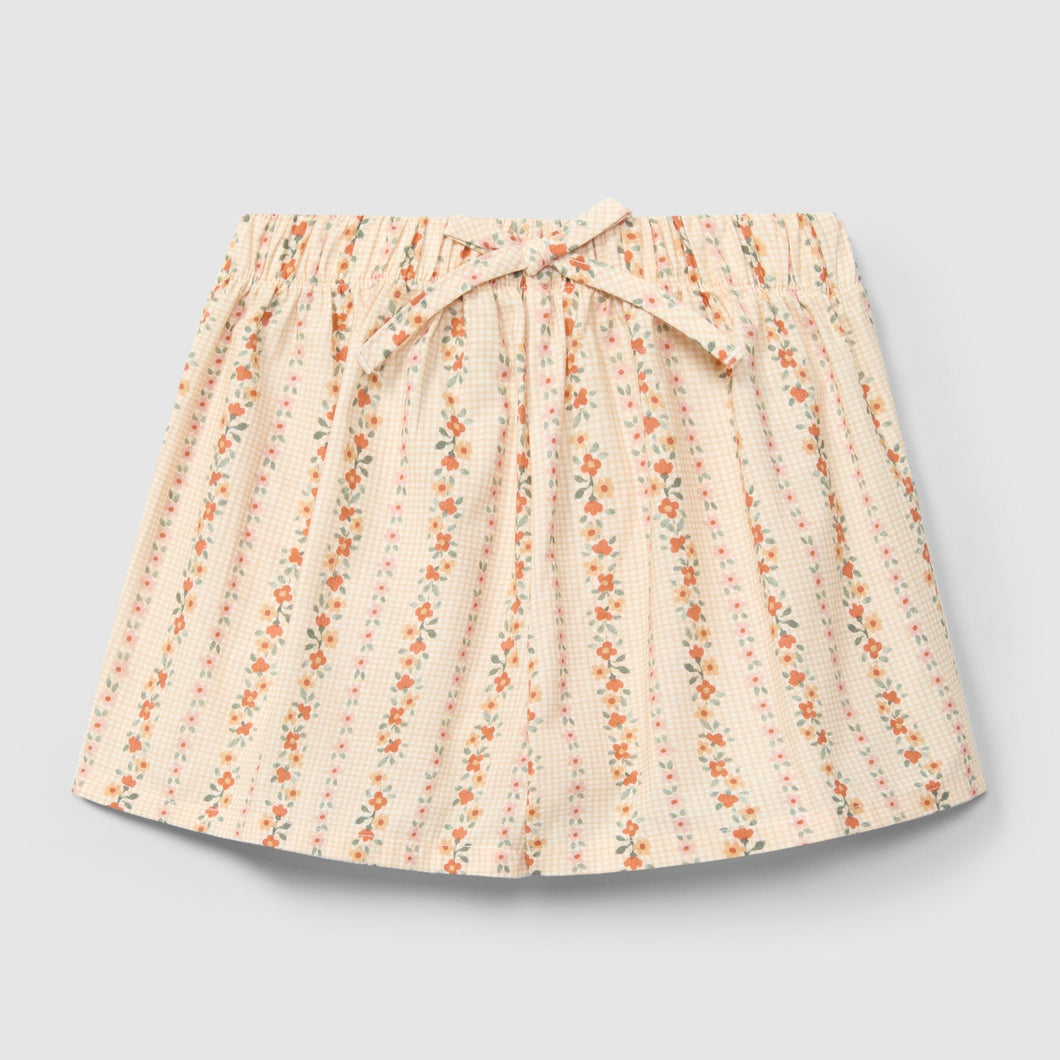 Pull-up shorts micro-vichy and flowers