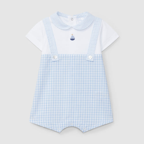 Romper two-in-one Vichy plaid and stripes