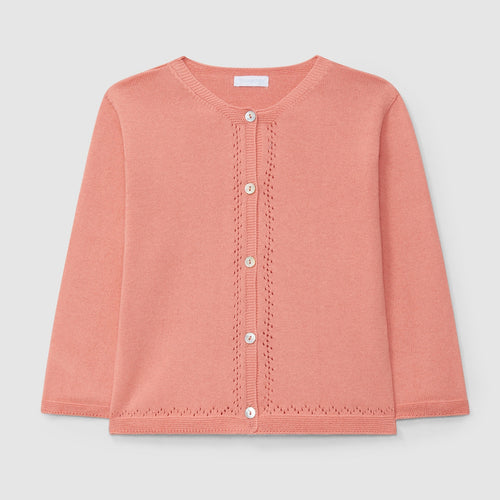 Knitted cardigan with ajour pattern detail