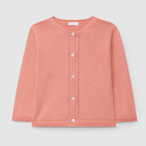 Knitted cardigan with ajour pattern detail